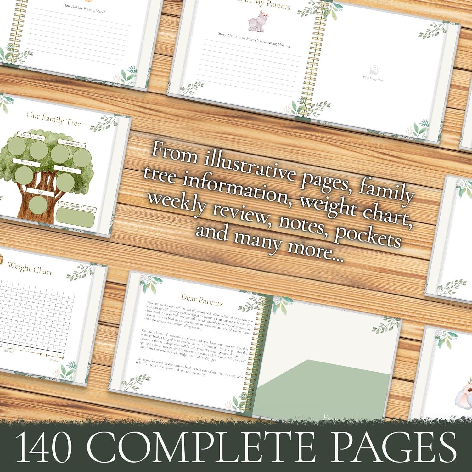 Libro de Recuerdos de Bebé Recuerdos Sentidos 140 Páginas