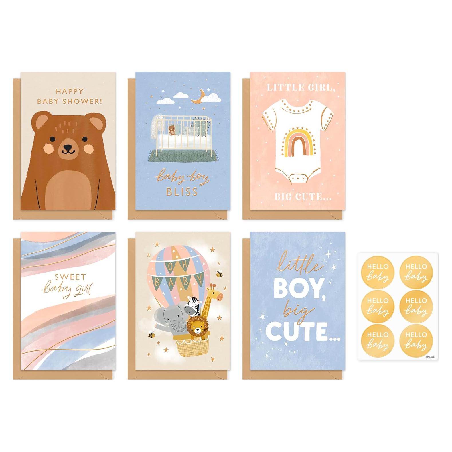 Paquete de 6 Tarjetas de Felicitación Saludos Americanos para Bebés