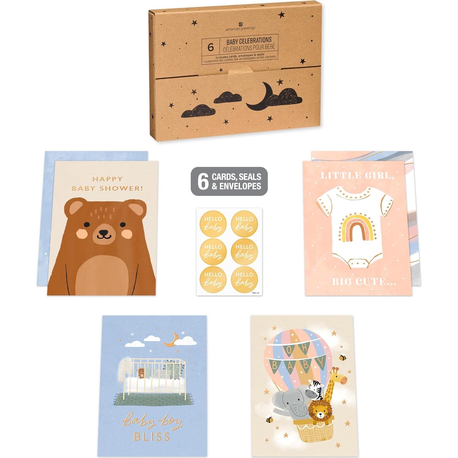 Paquete de 6 Tarjetas de Felicitación Saludos Americanos para Bebés