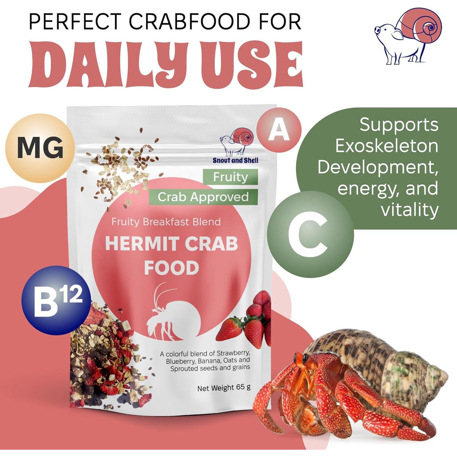 Comida Natural para Cangrejos Ermitaños Snout and Shell 65g