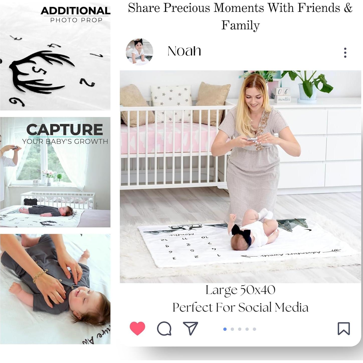 Manta de Hitos para Bebé KEMINA 127x102 cm Aventura en la Montaña