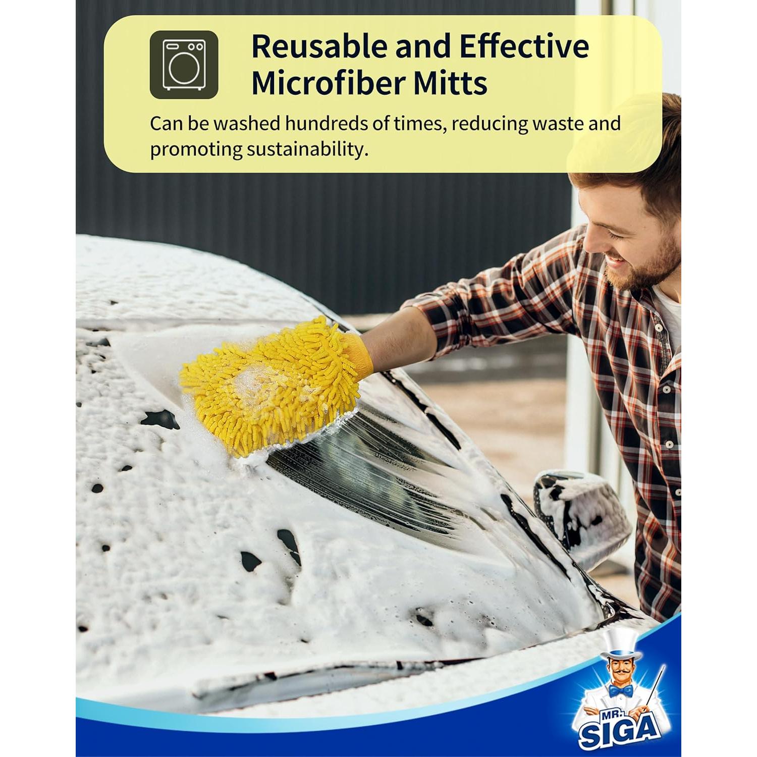Mitón de Lavado de Autos MR.SIGA Microfibra Chenille Pack 2