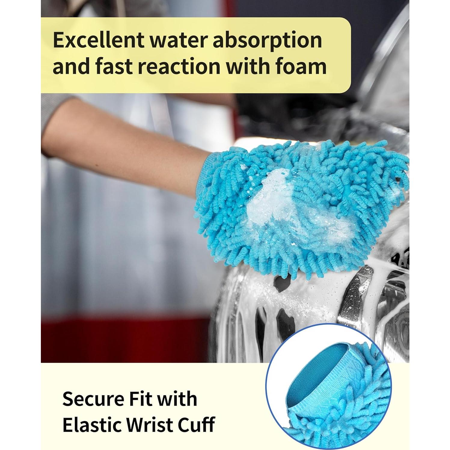 Mitón de Lavado de Autos MR.SIGA Microfibra Chenille Pack 2
