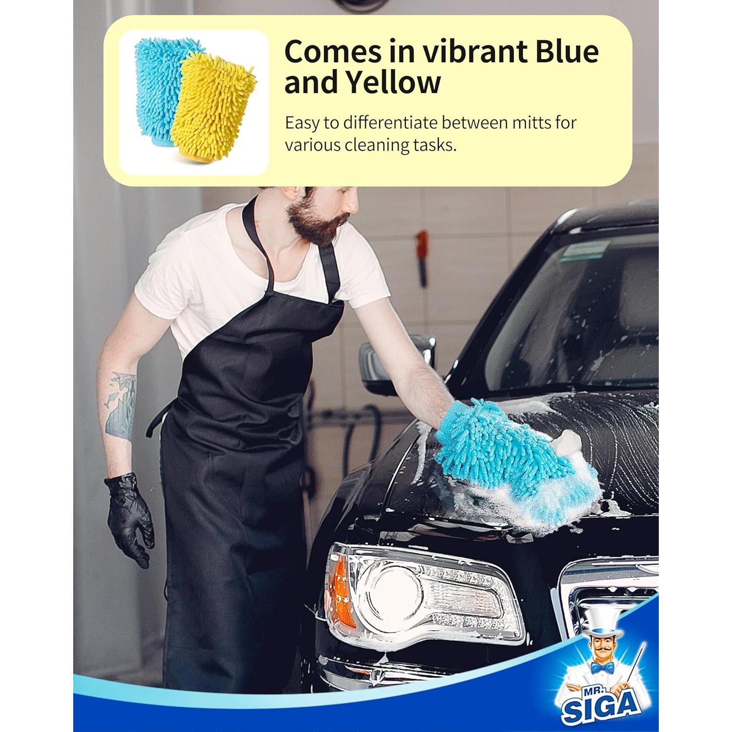 Mitón de Lavado de Autos MR.SIGA Microfibra Chenille Pack 2