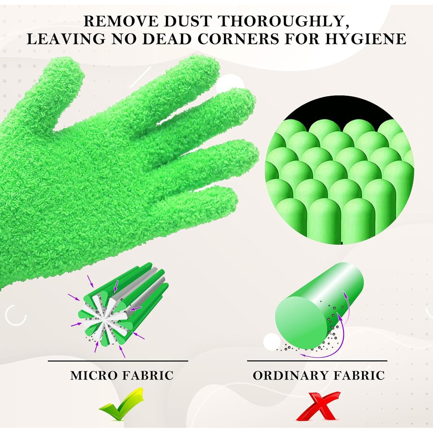Guantes de Microfibra Evridwear para Limpieza de Plantas - 2 Pares Rosa y Verde