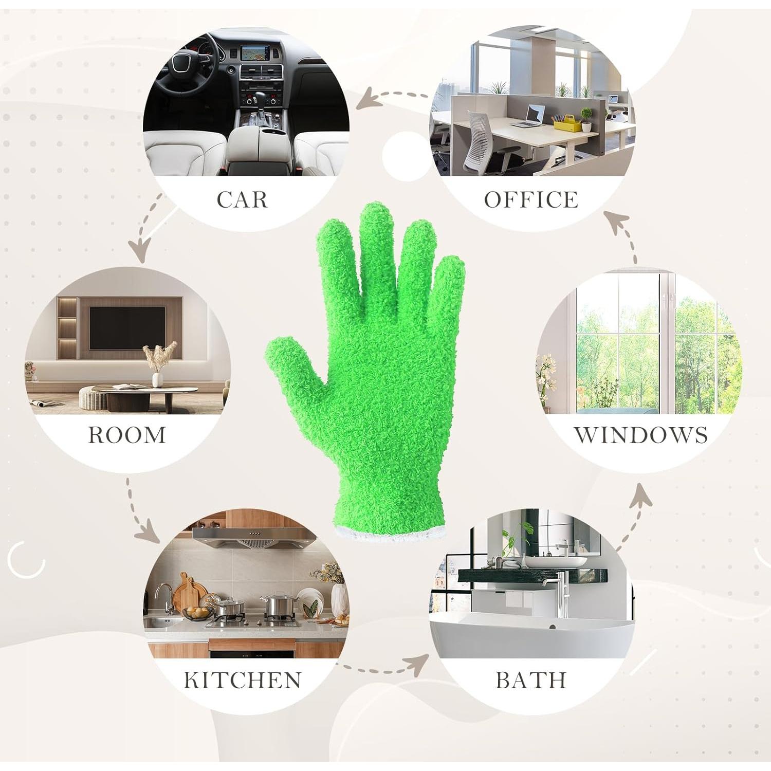 Guantes de Microfibra Evridwear para Limpieza de Plantas - 2 Pares Rosa y Verde