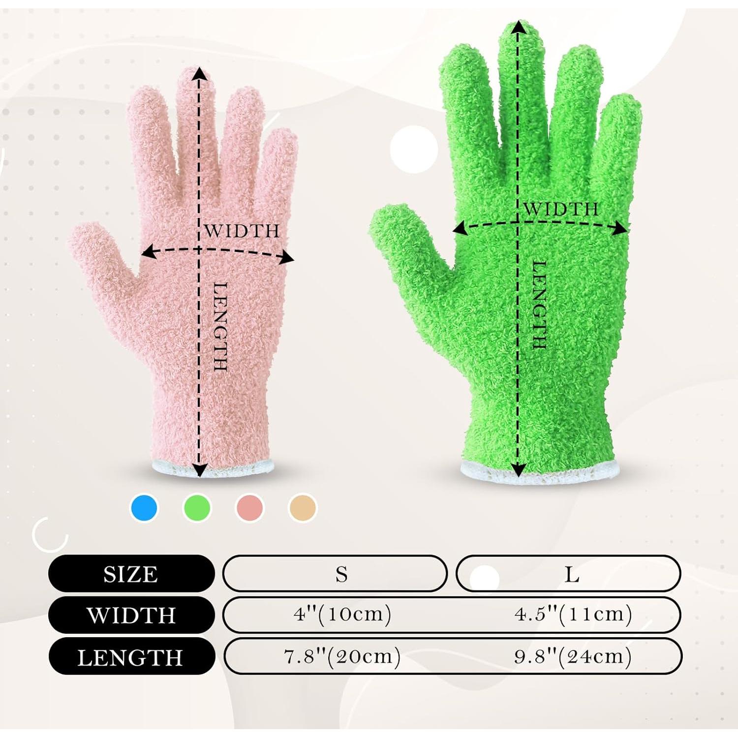 Guantes de Microfibra Evridwear para Limpieza de Plantas - 2 Pares Rosa y Verde