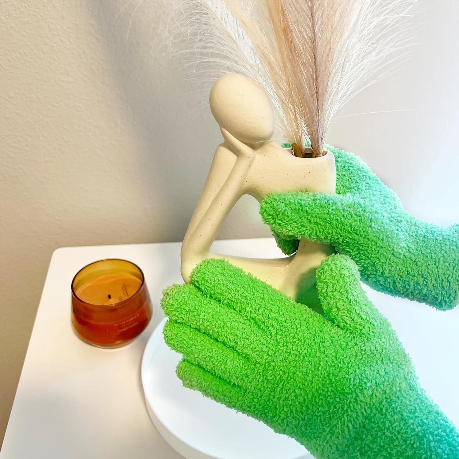 Guantes de Microfibra Evridwear para Limpieza de Plantas - 2 Pares Rosa y Verde