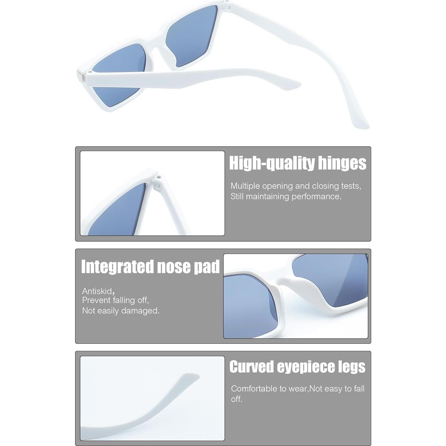 Gafas de sol cuadradas ojo de gato vintage para niños - Blancas