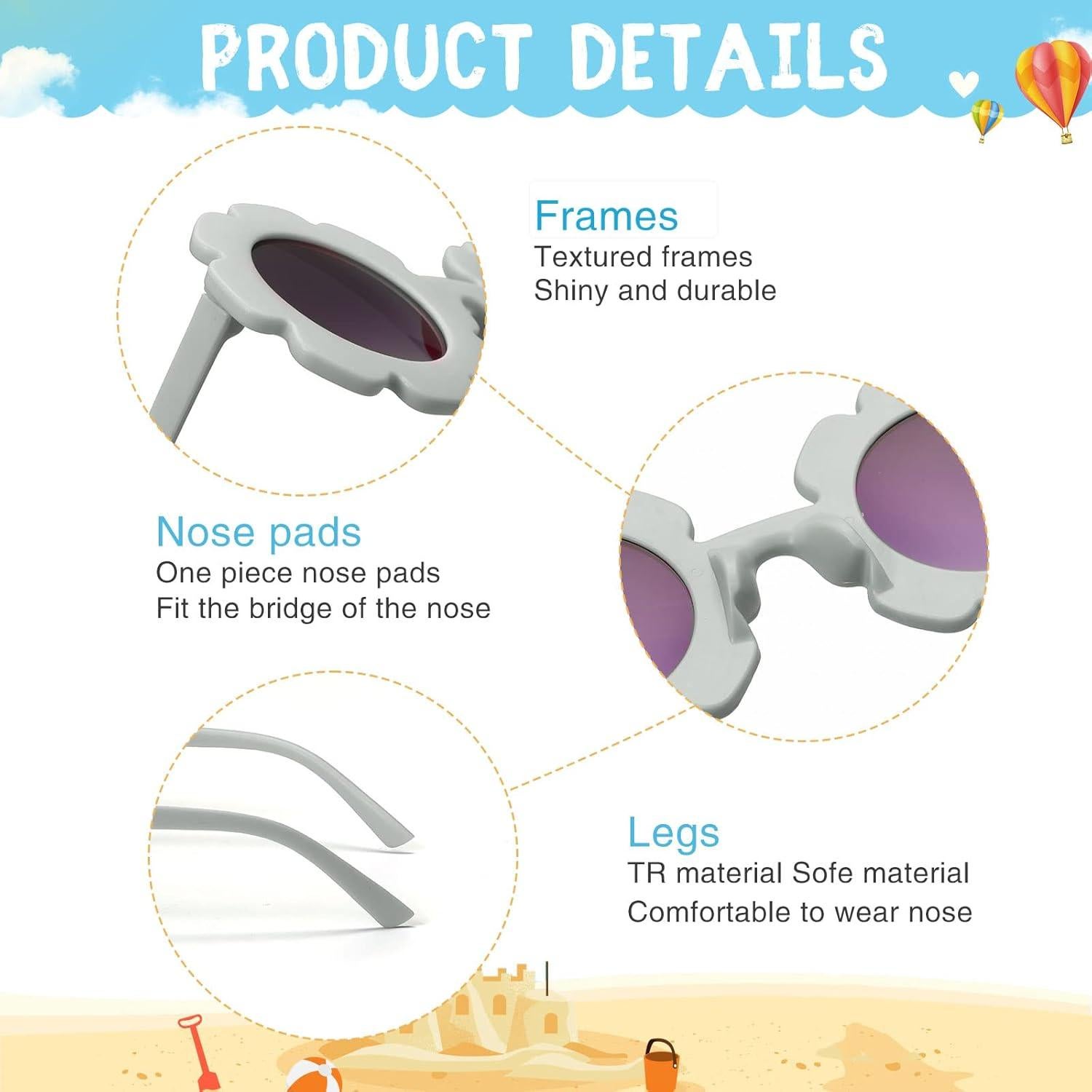 24 Pares Gafas Redondas de Flores para Niños - Accesorios Coloridos