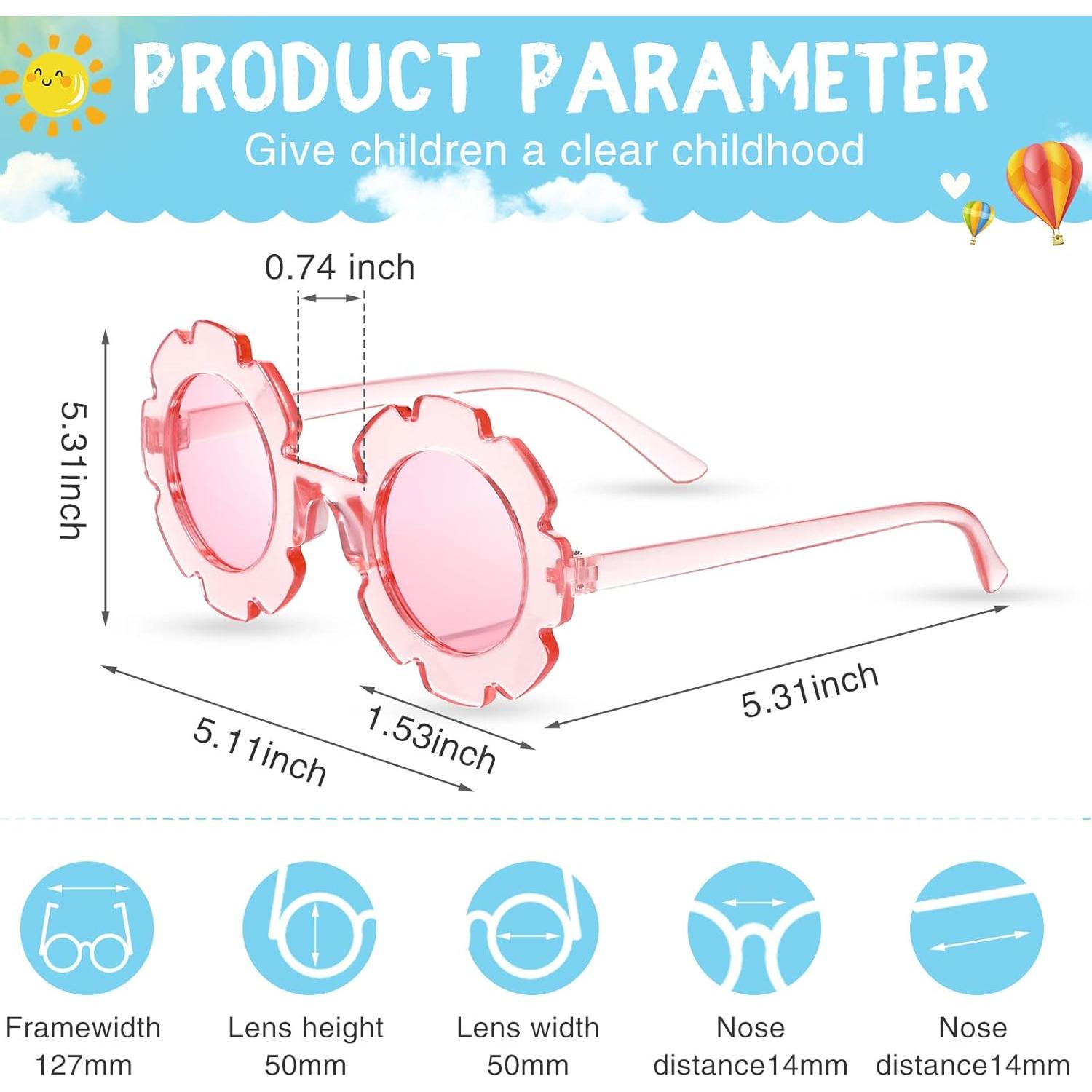 24 Pares Gafas Redondas de Flores para Niños - Accesorios Coloridos