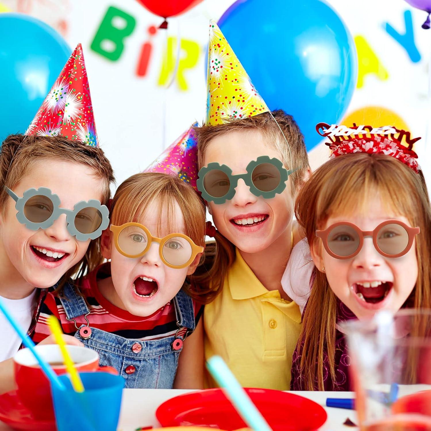 24 Pares Gafas Redondas de Flores para Niños - Accesorios Coloridos