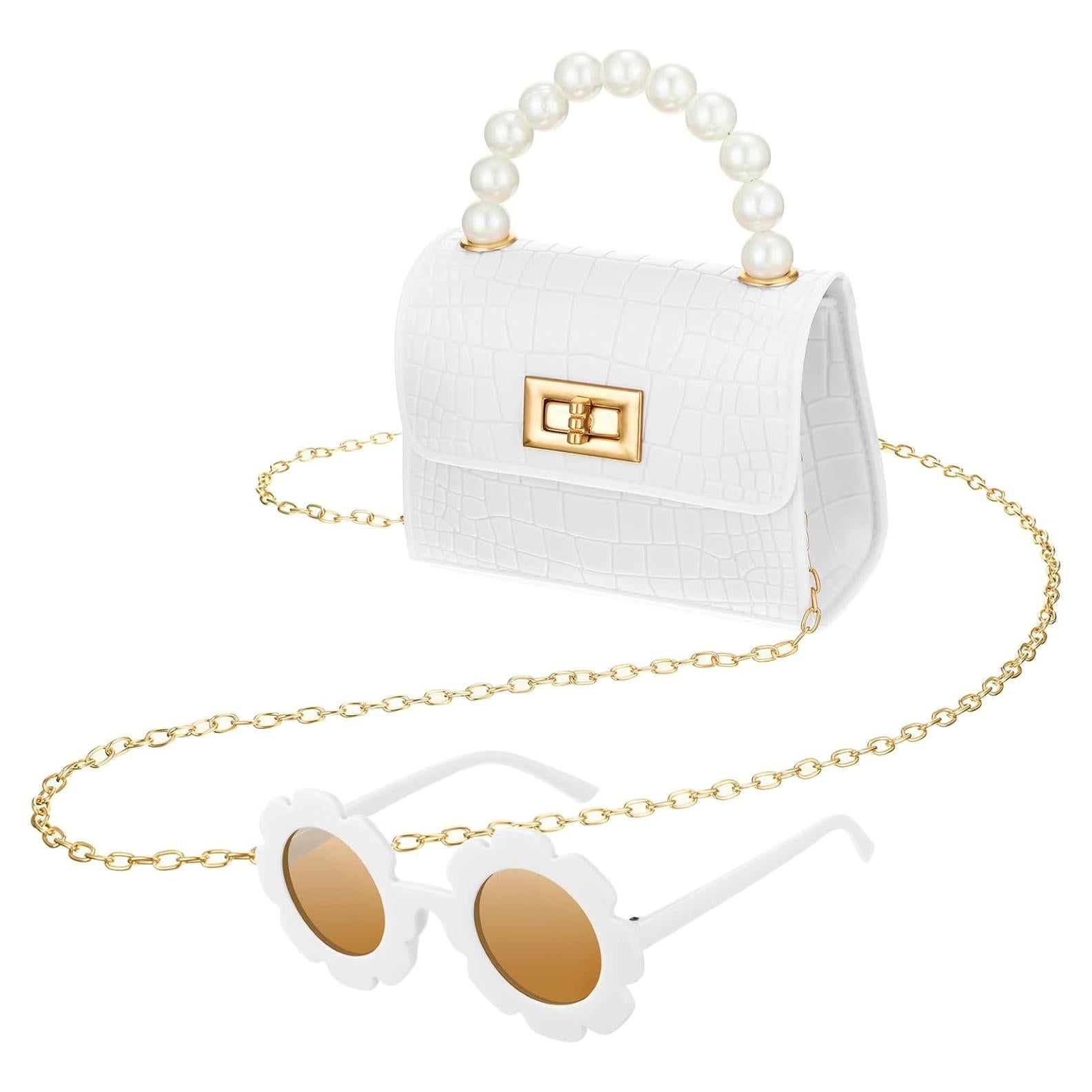Cartera Cruzada Cunno Mini con Gafas de Sol - Blanca