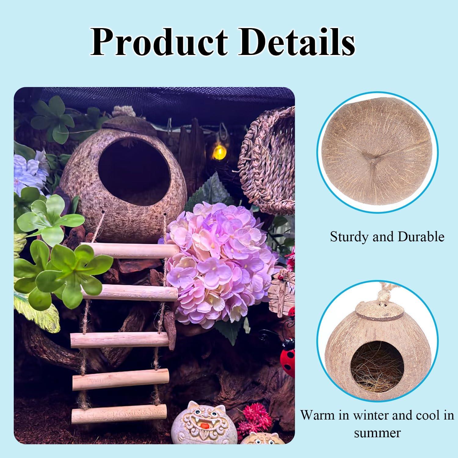 Accesorios para Terrario RUNANIA: Cabaña de Coco y Vides