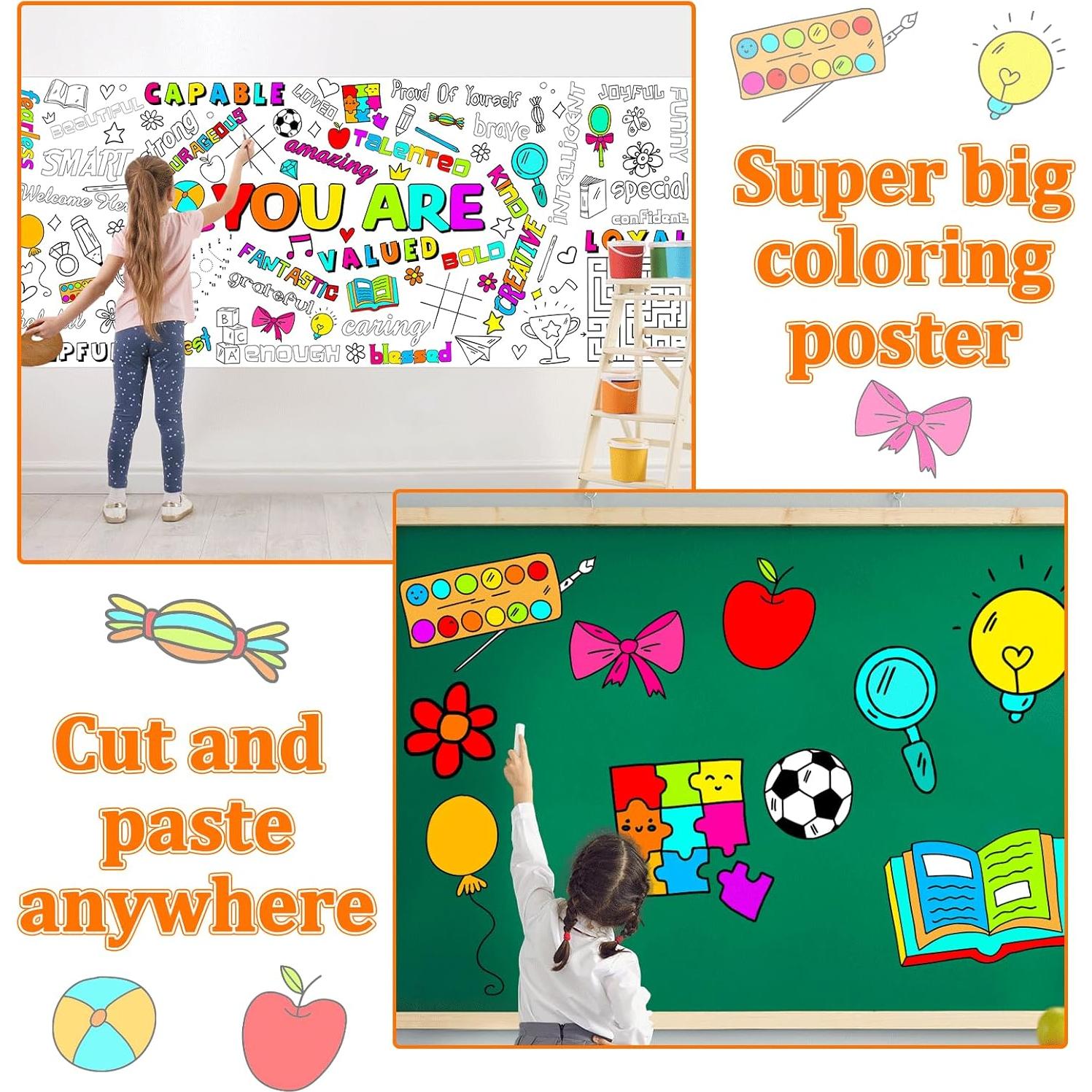 Póster Gigante para Colorear Afirmaciones Positivas 180x76cm