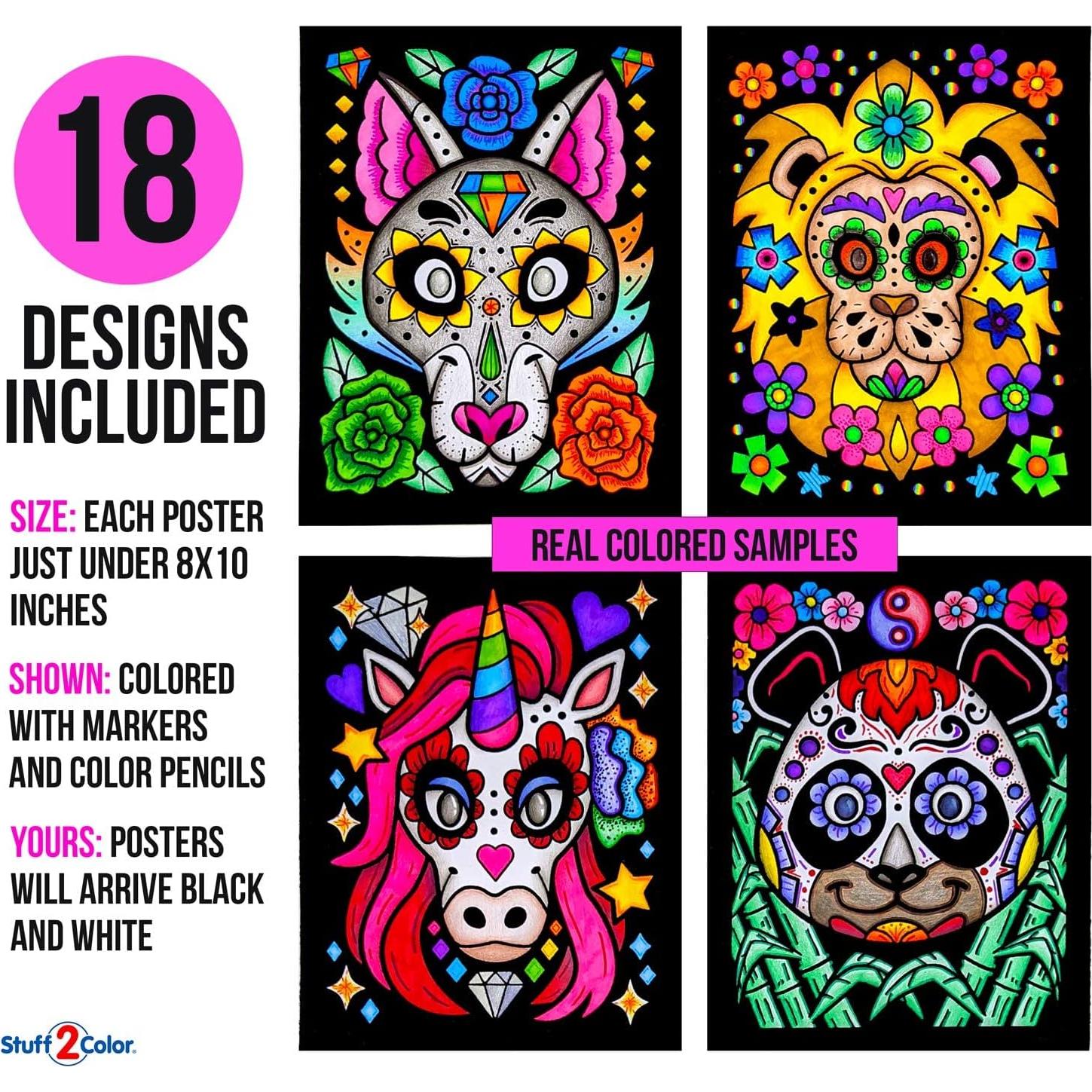 Paquete de 18 Pósters de Colorear Terciopelo Stuff2Color