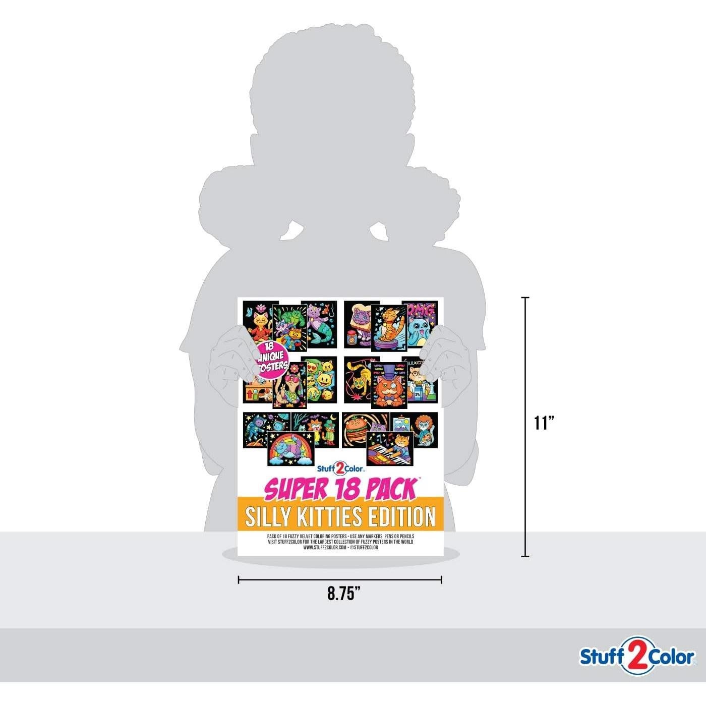 Super Pack 18 Pósters de Colorear Gatitos Stuff2Color 20x25 cm