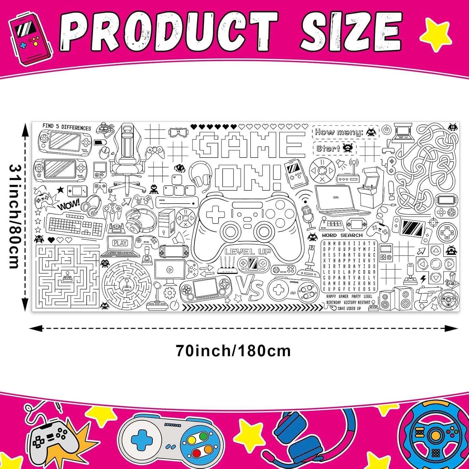 Póster para Colorear Gigante Naozinebi 180x80 cm Videojuegos