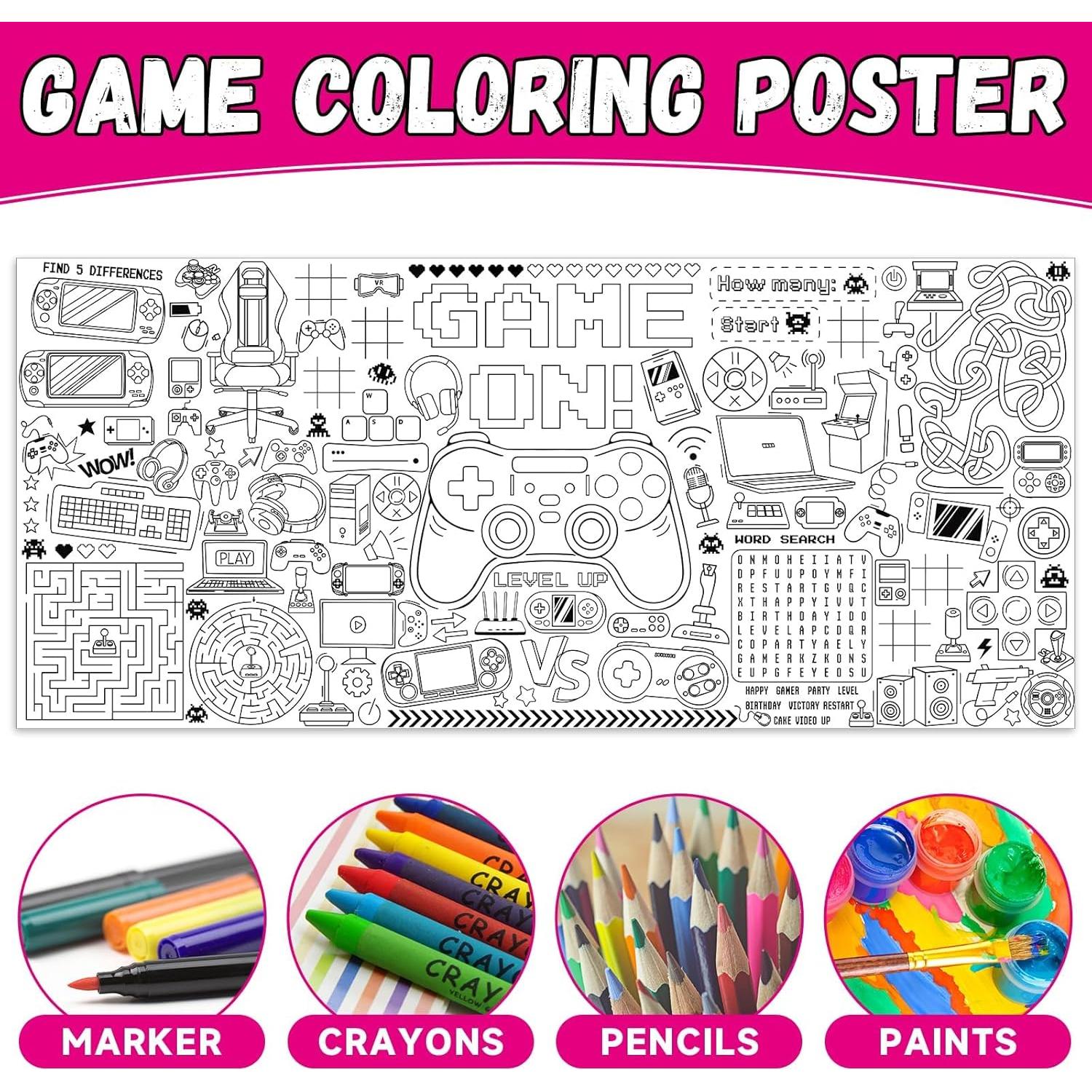 Póster para Colorear Gigante Naozinebi 180x80 cm Videojuegos