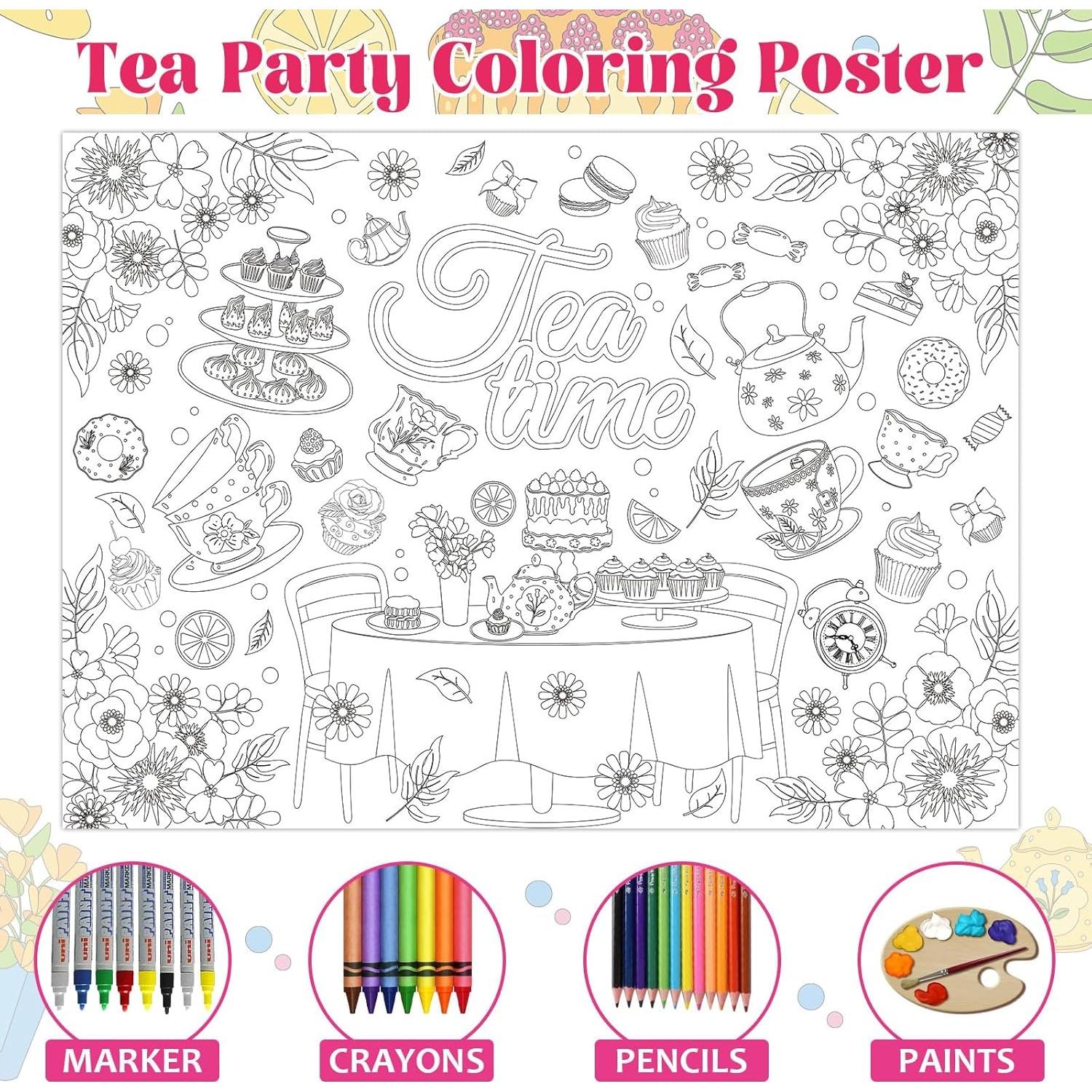 Póster para Colorear Fiesta de Té Naozinebi 110x80 cm