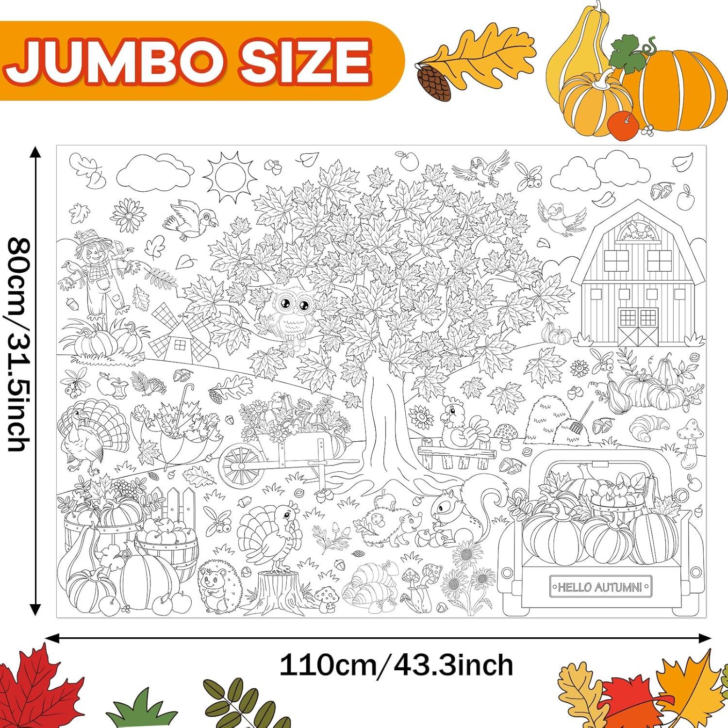 Póster de Colorear Otoño Naozinebi 80x110 cm para Niños