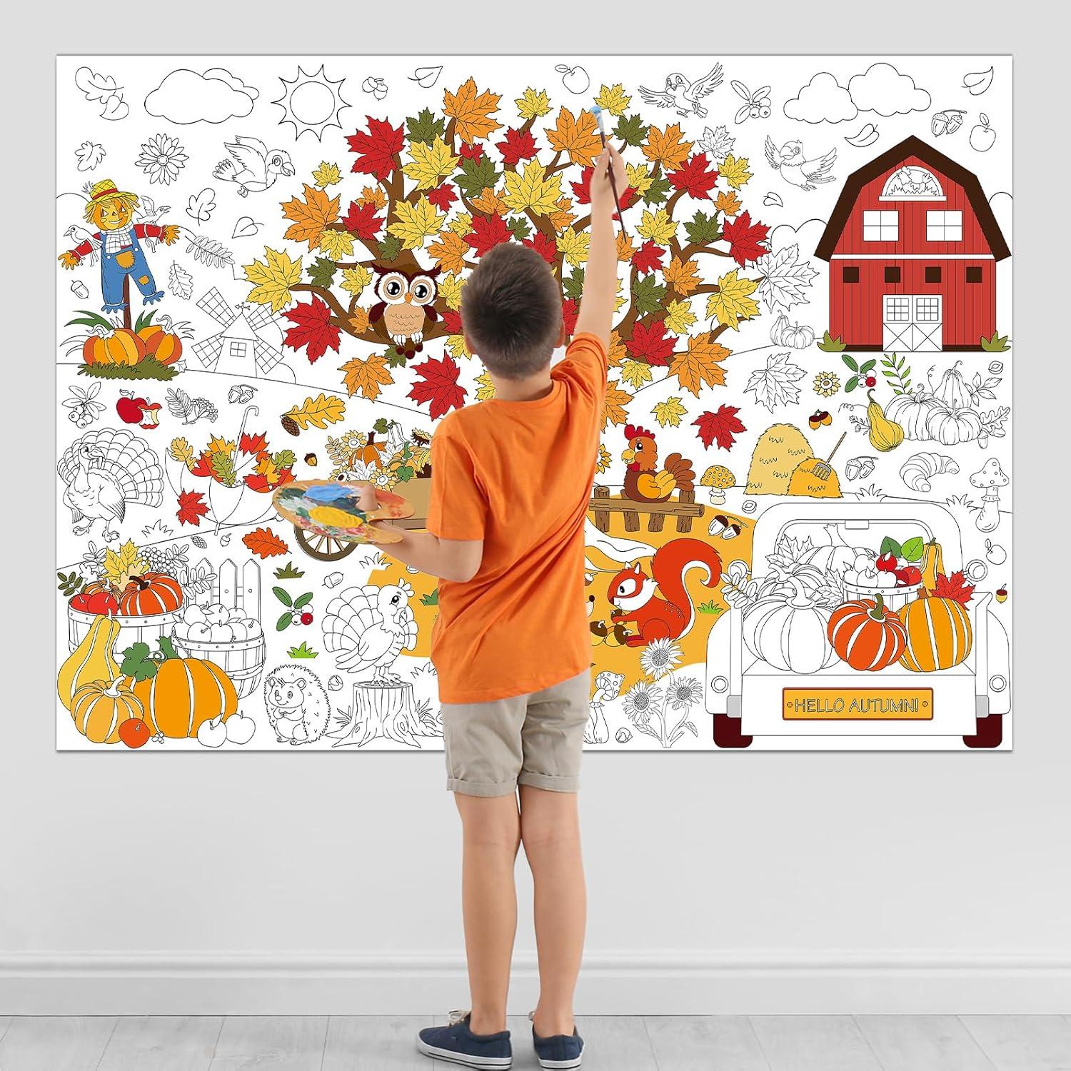 Póster de Colorear Otoño Naozinebi 80x110 cm para Niños