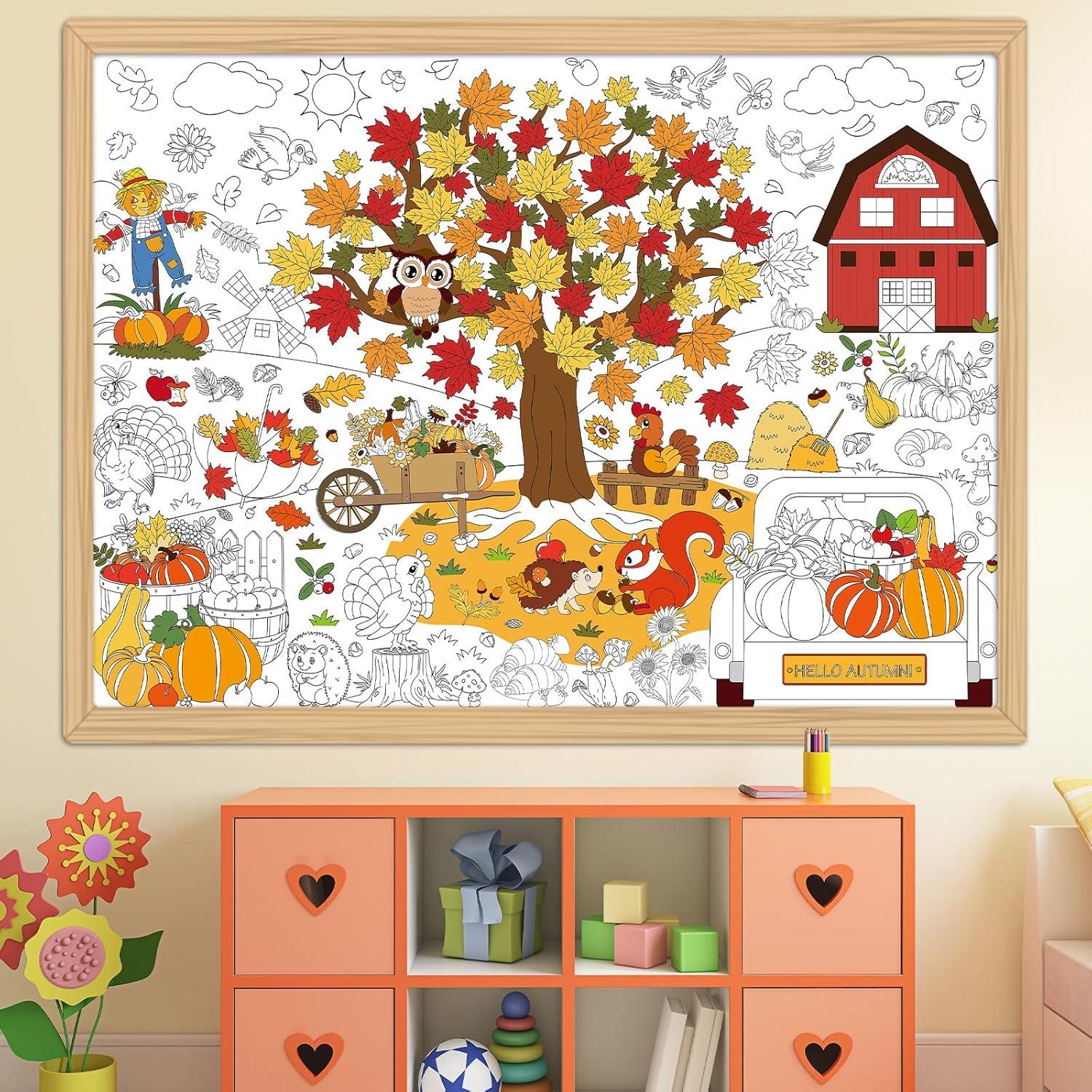 Póster de Colorear Otoño Naozinebi 80x110 cm para Niños