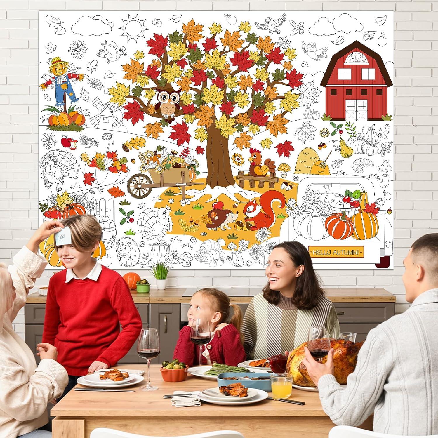 Póster de Colorear Otoño Naozinebi 80x110 cm para Niños