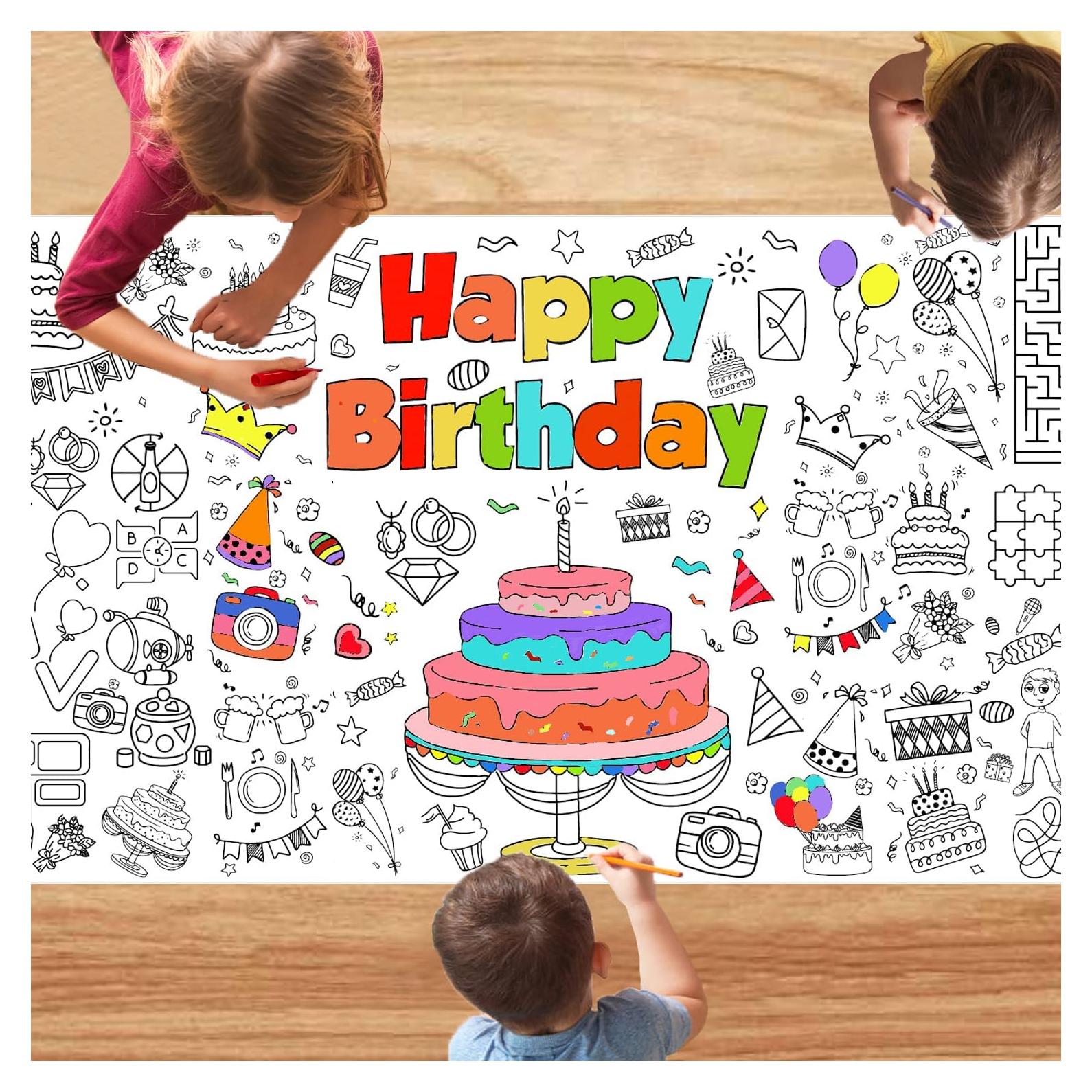 Póster para Colorear Jumbo DIYASY 76 x 183 cm para Cumpleaños