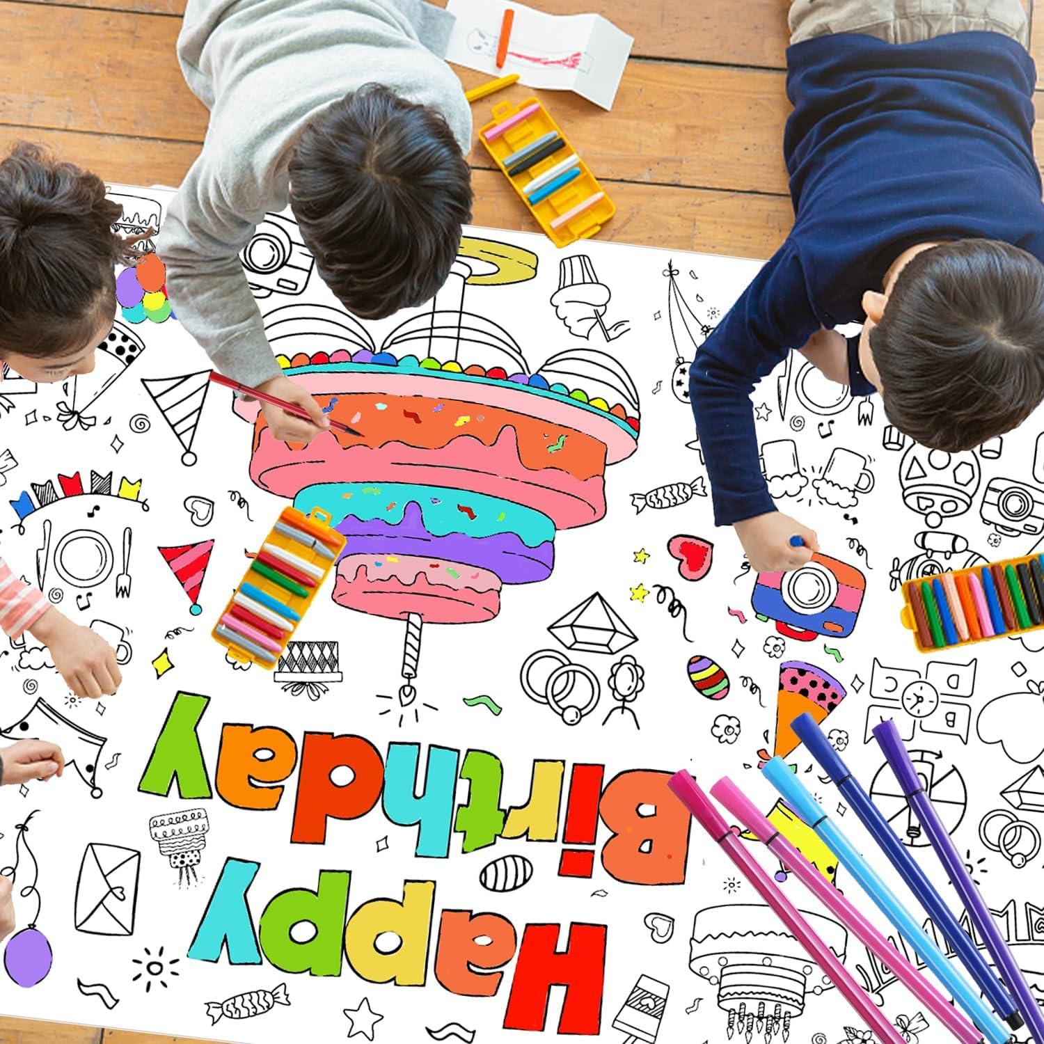 Póster para Colorear Jumbo DIYASY 76 x 183 cm para Cumpleaños