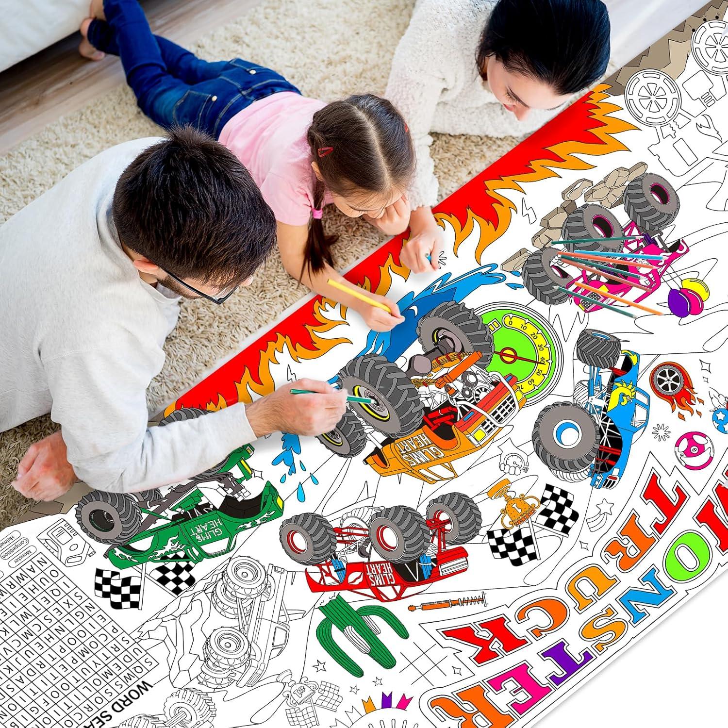 Póster Gigante para Colorear Camiones Monstruo Naozinebi 80x180cm