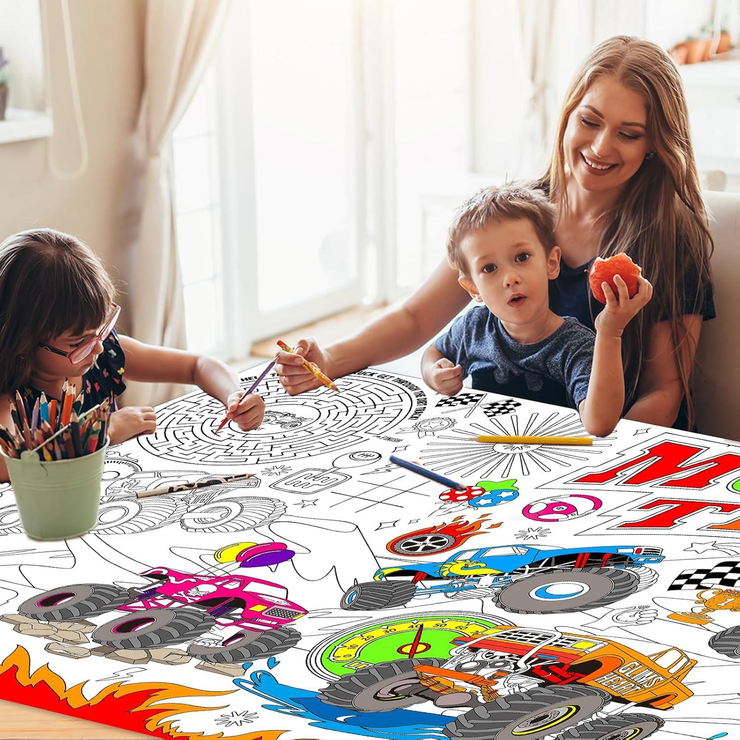 Póster Gigante para Colorear Camiones Monstruo Naozinebi 80x180cm