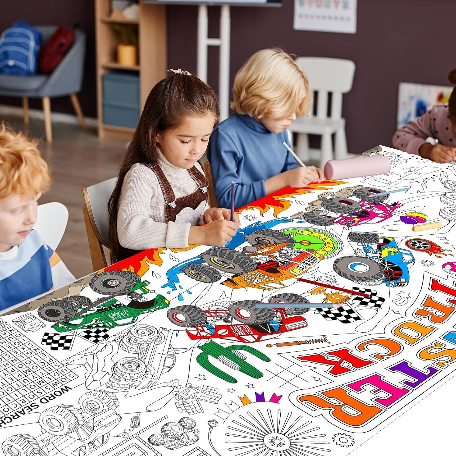 Póster Gigante para Colorear Camiones Monstruo Naozinebi 80x180cm