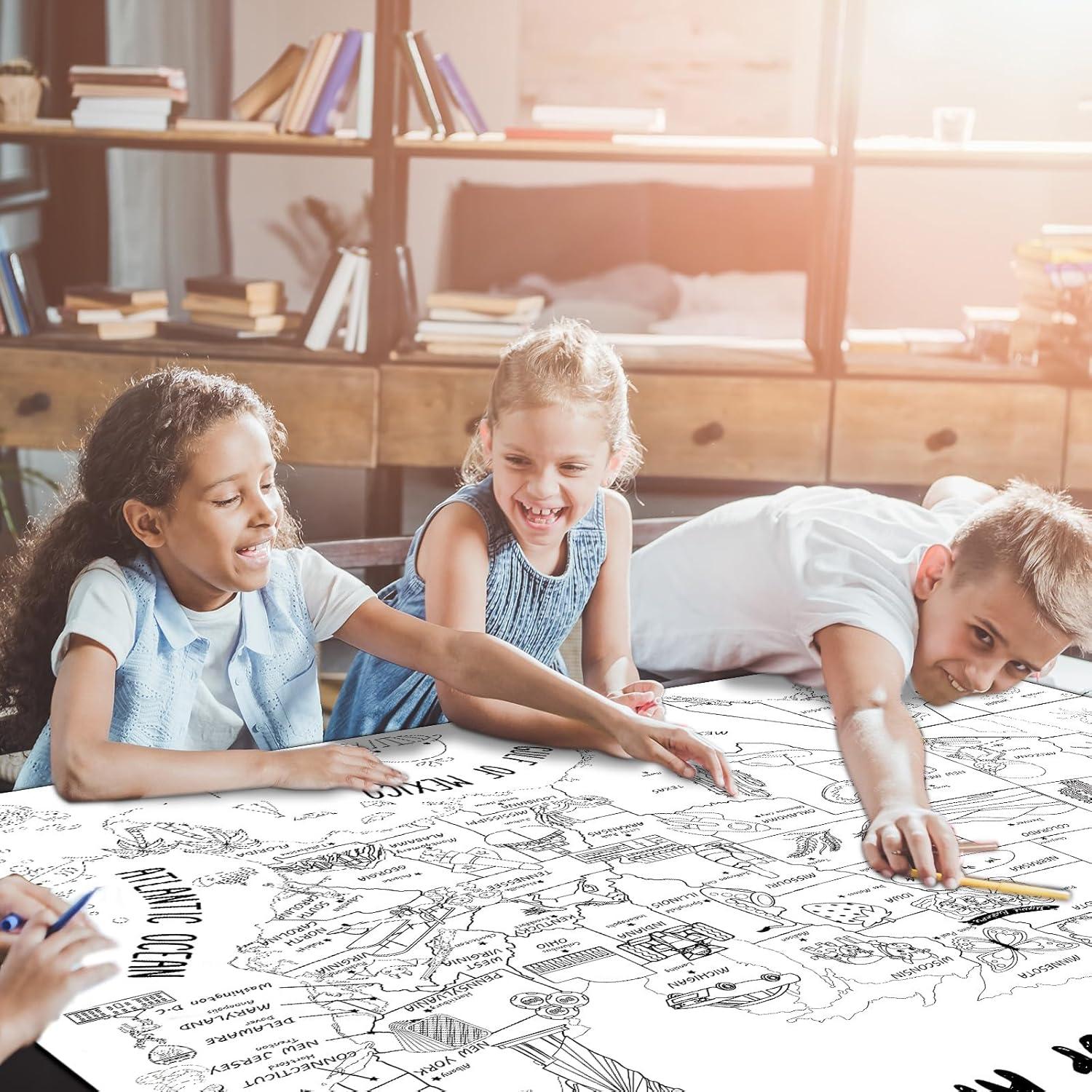 Póster gigante de colorear mapa de EE. UU. 80x110 cm Naozinebi