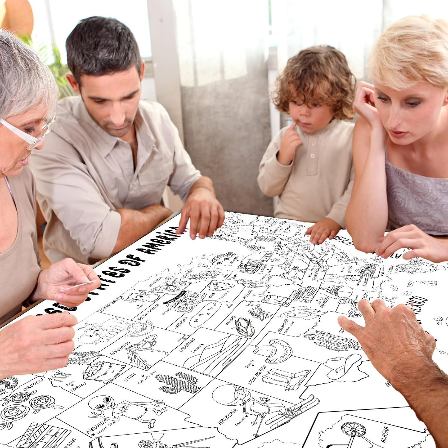 Póster gigante de colorear mapa de EE. UU. 80x110 cm Naozinebi