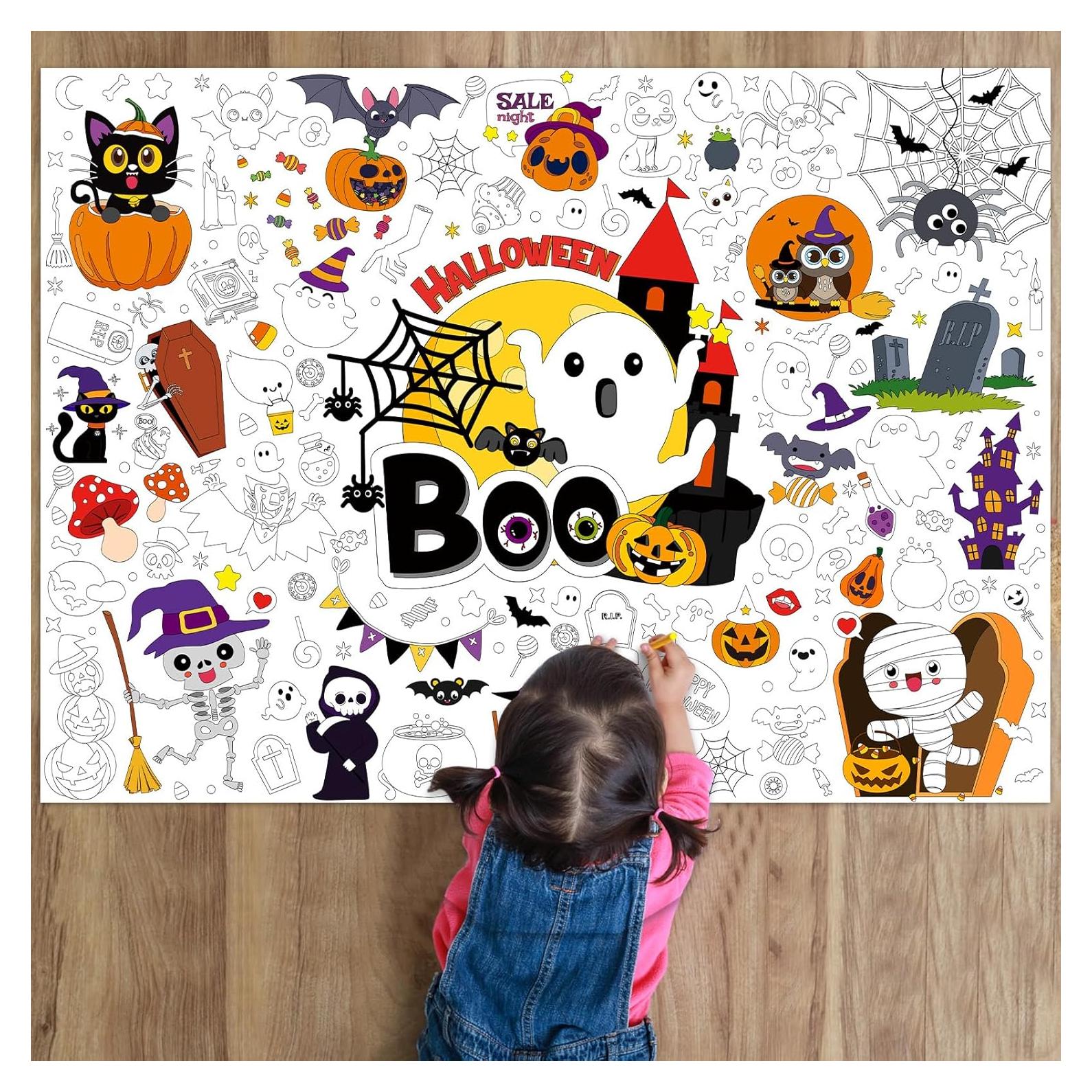 Póster Gigante para Colorear Halloween Boo 80x110cm Naozinebi