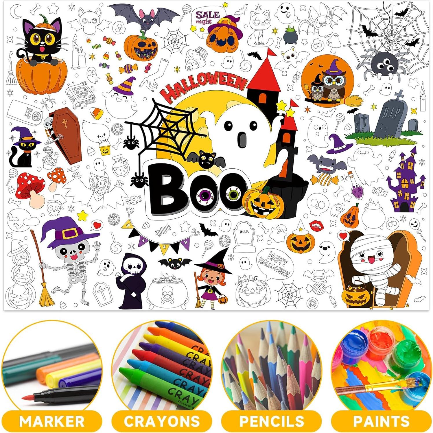 Póster Gigante para Colorear Halloween Boo 80x110cm Naozinebi