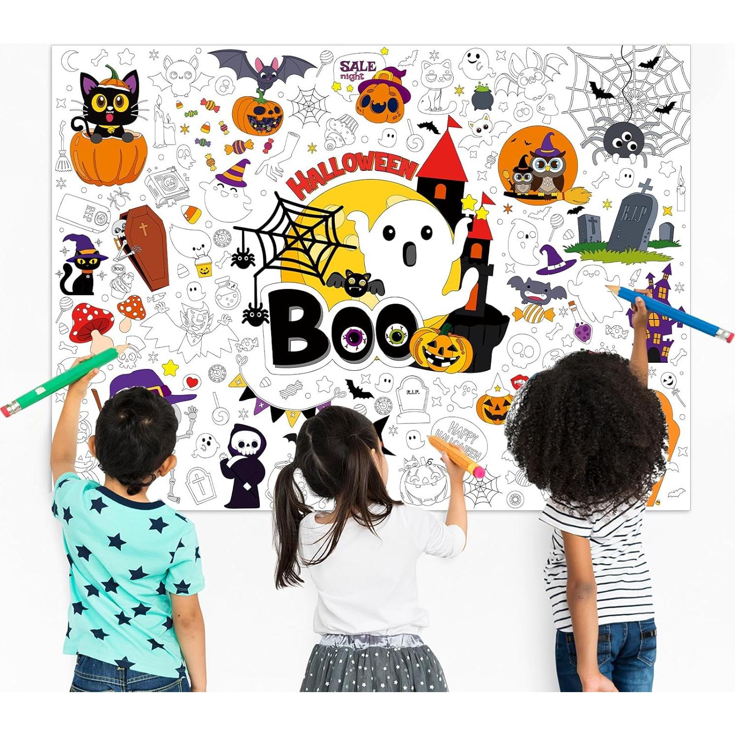 Póster Gigante para Colorear Halloween Boo 80x110cm Naozinebi