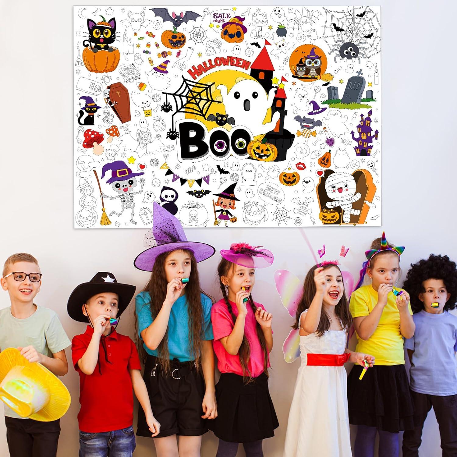 Póster Gigante para Colorear Halloween Boo 80x110cm Naozinebi
