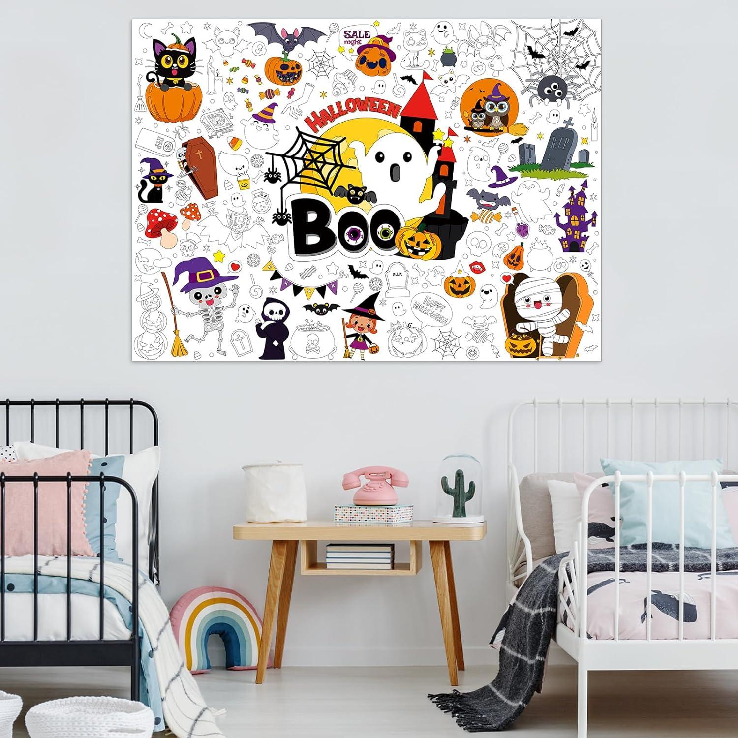 Póster Gigante para Colorear Halloween Boo 80x110cm Naozinebi