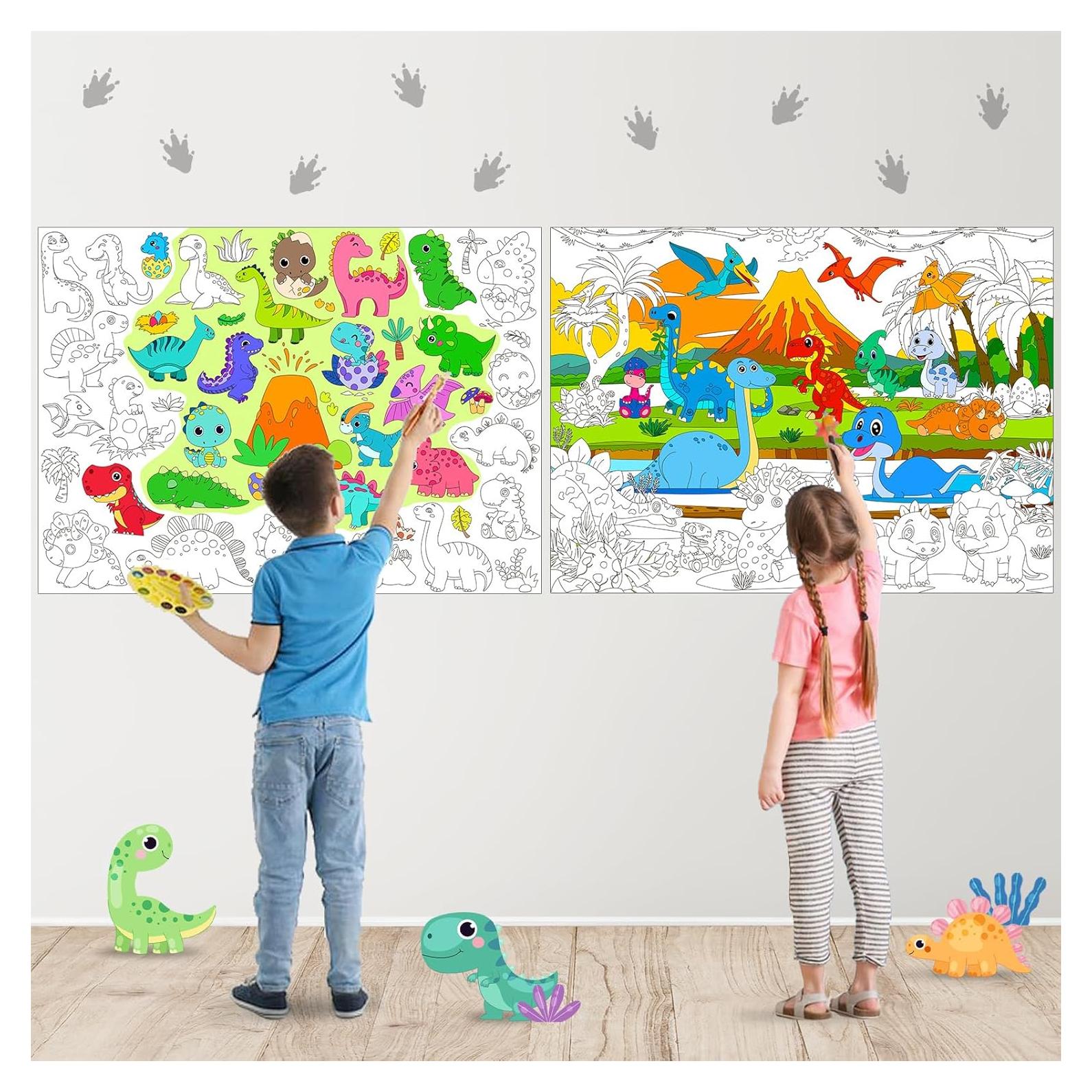 2 Pósters Gigantes para Colorear Dinosaurios Rossorha 110x80 cm