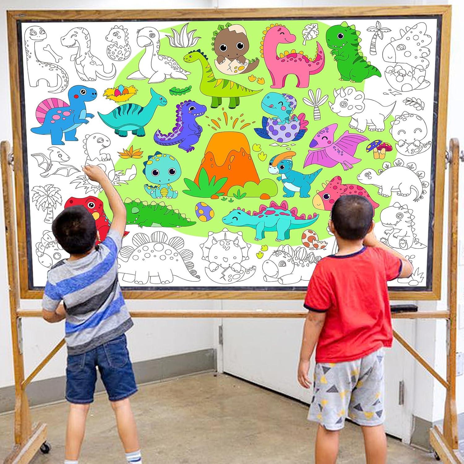 2 Pósters Gigantes para Colorear Dinosaurios Rossorha 110x80 cm