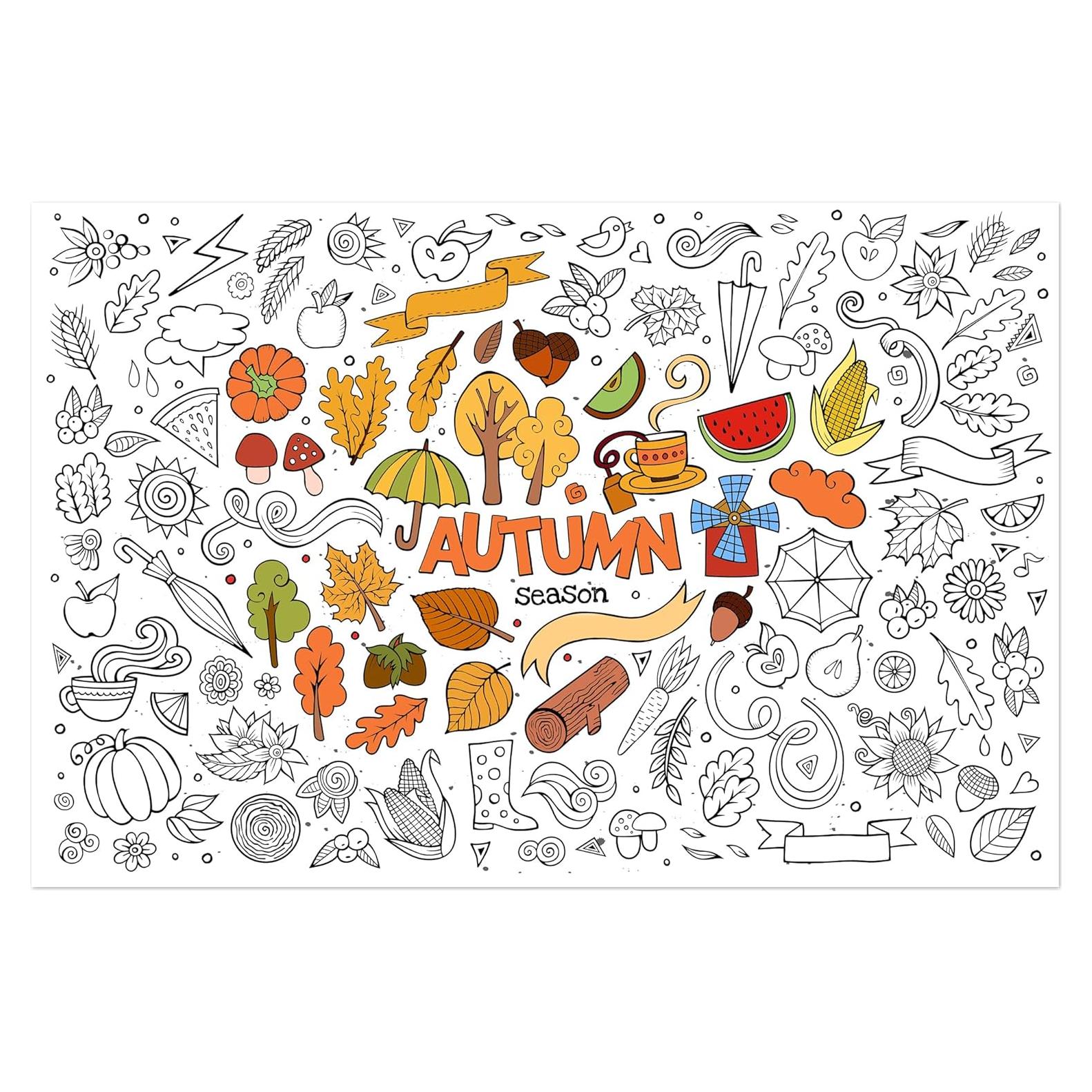 Póster Gigante para Colorear Otoño AllReal 120x80 cm