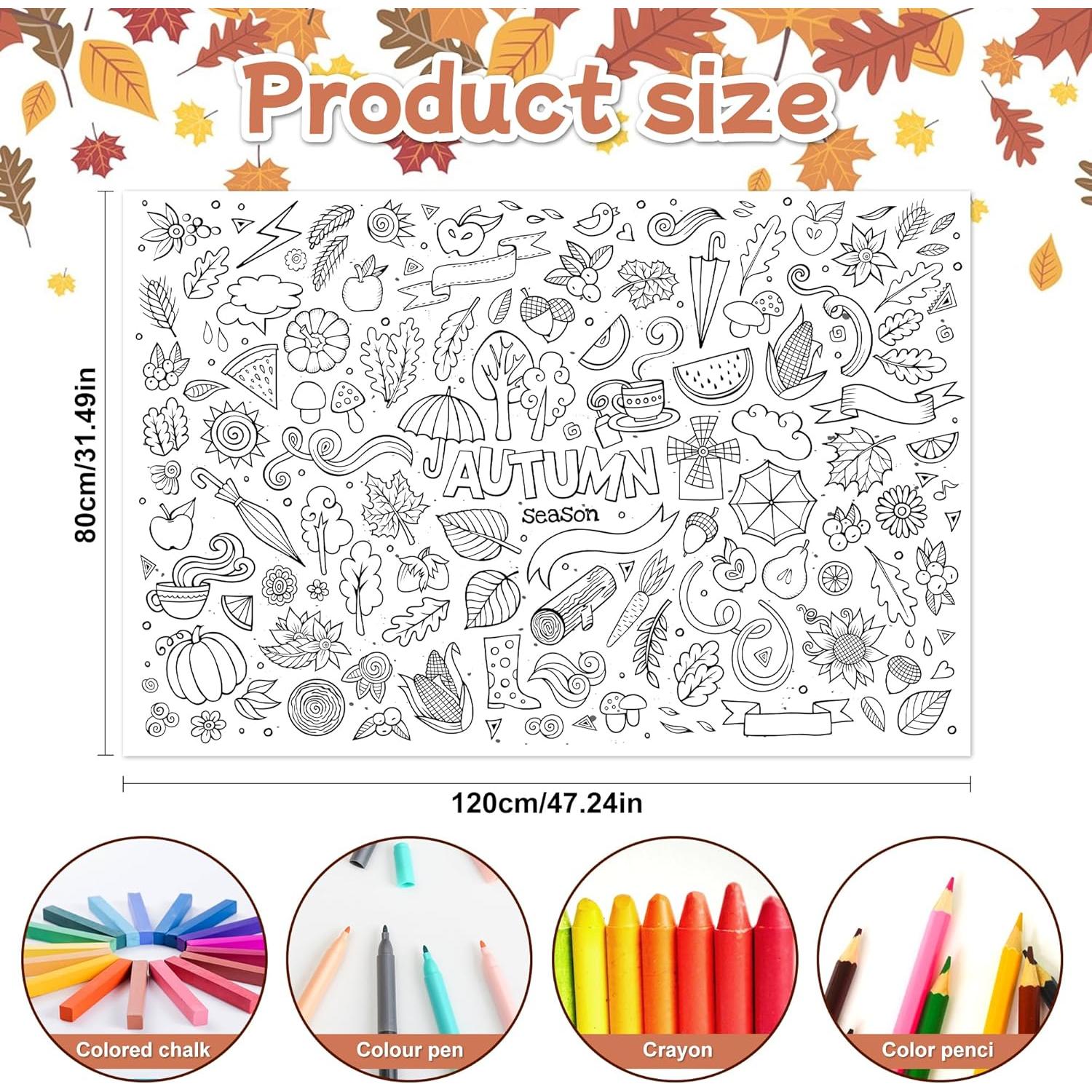 Póster Gigante para Colorear Otoño AllReal 120x80 cm