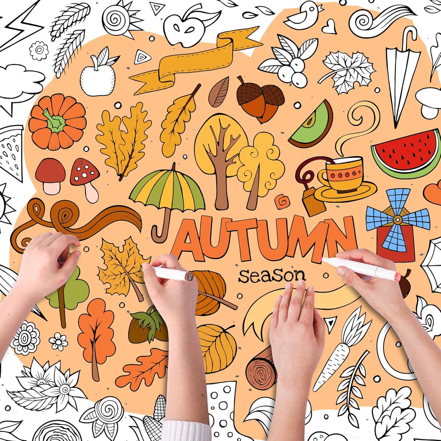 Póster Gigante para Colorear Otoño AllReal 120x80 cm