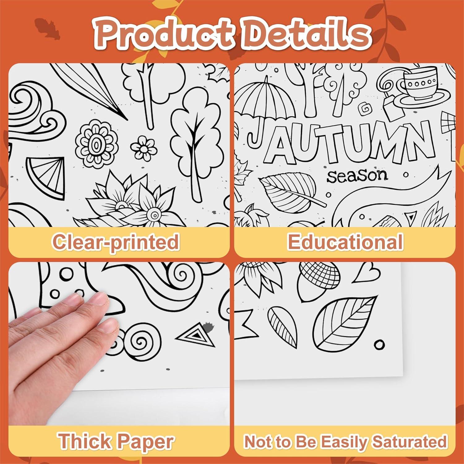 Póster Gigante para Colorear Otoño AllReal 120x80 cm