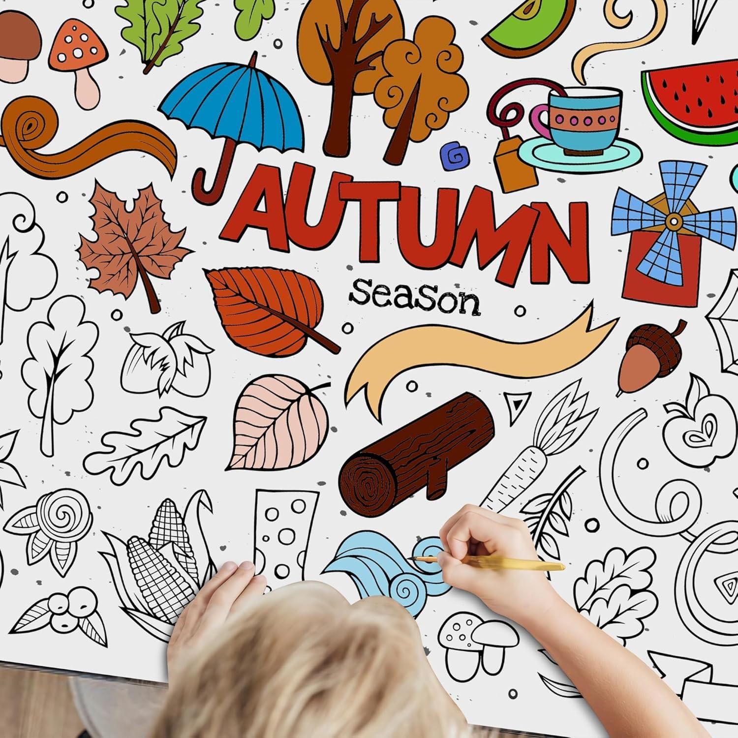 Póster Gigante para Colorear Otoño AllReal 120x80 cm