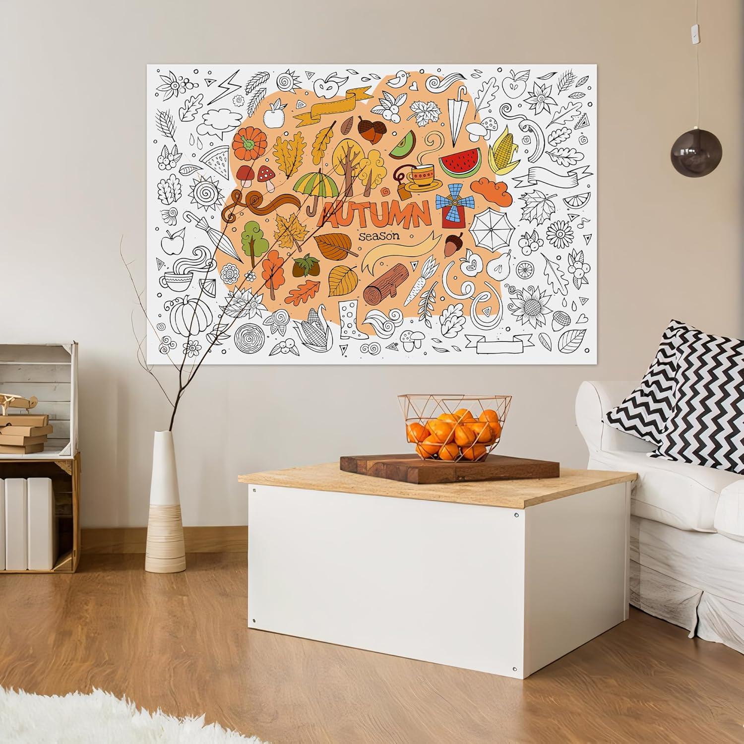 Póster Gigante para Colorear Otoño AllReal 120x80 cm