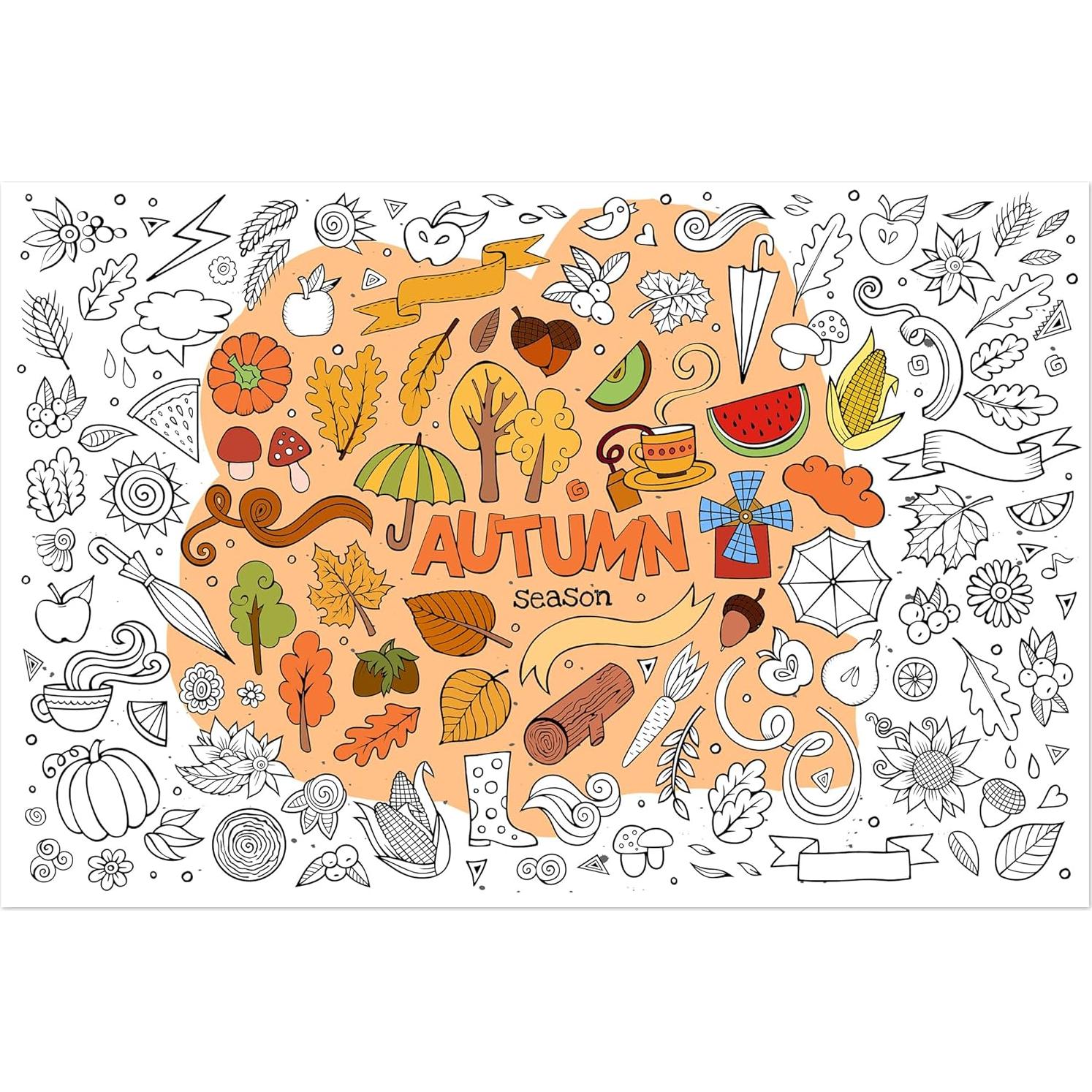 Póster Gigante para Colorear Otoño AllReal 120x80 cm