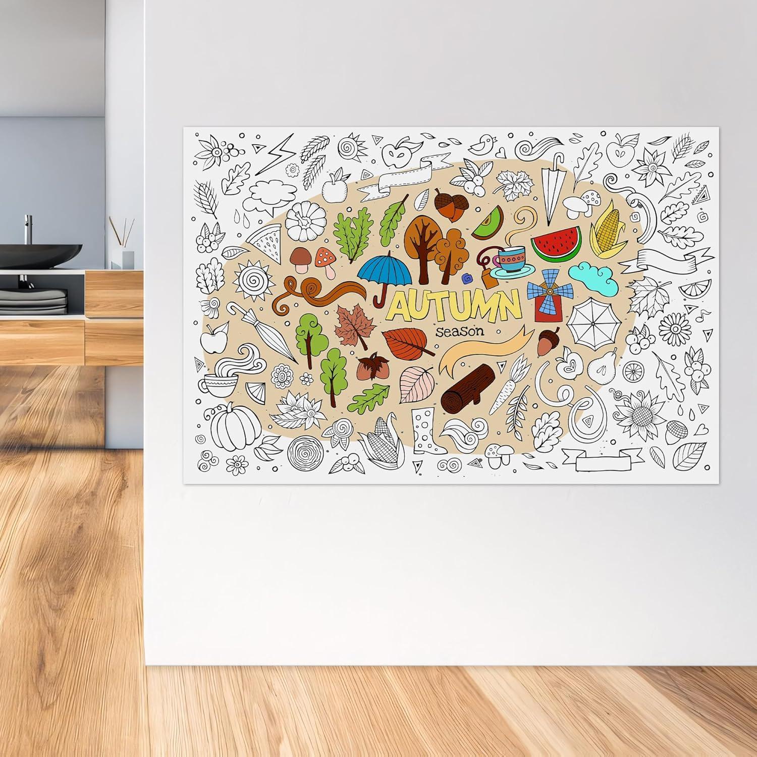 Póster Gigante para Colorear Otoño AllReal 120x80 cm